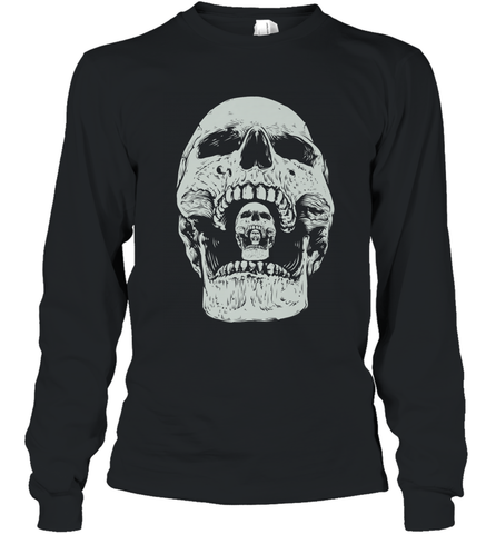 Vintage Halloween Skull Design For Trick or Treating Long Sleeve T-Shirt Long Sleeve T-Shirt / Black / S Long Sleeve T-Shirt - HHHstores