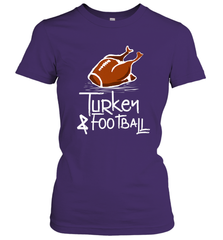 Turkey And Football Thanksgiving Day Football Fan Holiday Gift Women's T-Shirt Women's T-Shirt - HHHstores