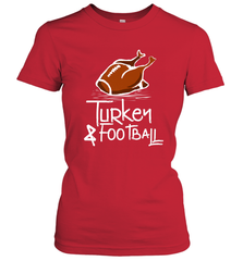 Turkey And Football Thanksgiving Day Football Fan Holiday Gift Women's T-Shirt Women's T-Shirt - HHHstores