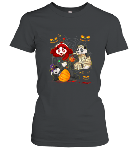 Panda Happy Halloween T shirt Cute Mummy Witch Pumpkin Women's T-Shirt Women's T-Shirt / Black / S Women's T-Shirt - HHHstores