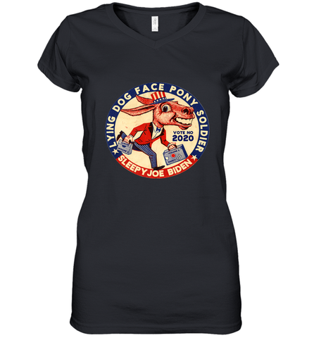 Lying Dog Face Pony Soldier Quid Pro Quo Joe Biden Donkey Women's V-Neck T-Shirt Women's V-Neck T-Shirt / Black / S Women's V-Neck T-Shirt - HHHstores