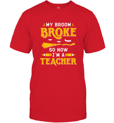 My Broom Broke So Now I'm A Teacher Shirt Funny Halloween Men's T-Shirt Men's T-Shirt - HHHstores