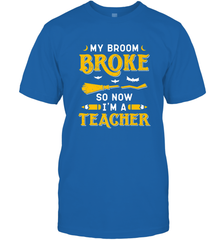 My Broom Broke So Now I'm A Teacher Shirt Funny Halloween Men's T-Shirt Men's T-Shirt - HHHstores