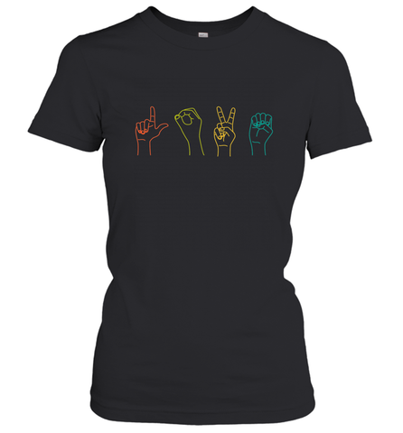 Love ASL Sign language Alphabet Valentines Day Gift idea Women's T-Shirt Women's T-Shirt / Black / S Women's T-Shirt - HHHstores