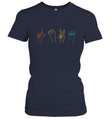 Love ASL Sign language Alphabet Valentines Day Gift idea Women's T-Shirt Women's T-Shirt - HHHstores
