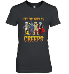 Chillin With My Creeps Vampire Halloween Skeleton Witch Women's Premium T-Shirt Women's Premium T-Shirt - HHHstores