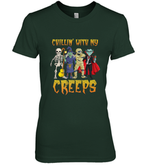 Chillin With My Creeps Vampire Halloween Skeleton Witch Women's Premium T-Shirt Women's Premium T-Shirt - HHHstores