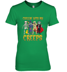 Chillin With My Creeps Vampire Halloween Skeleton Witch Women's Premium T-Shirt