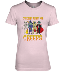 Chillin With My Creeps Vampire Halloween Skeleton Witch Women's Premium T-Shirt Women's Premium T-Shirt - HHHstores