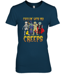 Chillin With My Creeps Vampire Halloween Skeleton Witch Women's Premium T-Shirt Women's Premium T-Shirt - HHHstores