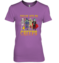 Chillin With My Creeps Vampire Halloween Skeleton Witch Women's Premium T-Shirt Women's Premium T-Shirt - HHHstores