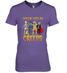 Chillin With My Creeps Vampire Halloween Skeleton Witch Women's Premium T-Shirt Women's Premium T-Shirt - HHHstores