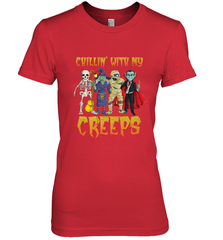 Chillin With My Creeps Vampire Halloween Skeleton Witch Women's Premium T-Shirt Women's Premium T-Shirt - HHHstores
