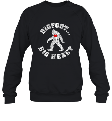 Bigfoot Heart Valentine's Day Lover Art Graphics Great Gift Crewneck Sweatshirt Crewneck Sweatshirt / Black / S Crewneck Sweatshirt - HHHstores