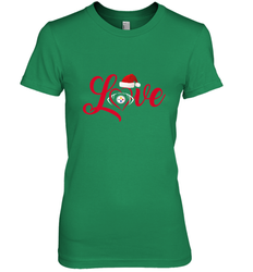 NFL Pittsburgh Steelers Logo Christmas Santa Hat Love Heart Football Team Women's Premium T-Shirt
