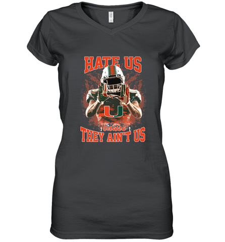 Miami Hurricanes Hate Us Cause They Ain'T Us T Shirt Women's V-Neck T-Shirt Women's V-Neck T-Shirt / Black / S Women's V-Neck T-Shirt - HHHstores