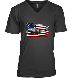 UH 1 UH1 Huey Helicopter T shirt American Flag usa Men's V-Neck