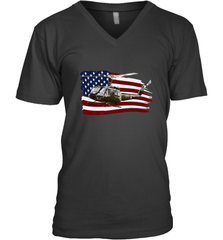 UH 1 UH1 Huey Helicopter T shirt American Flag usa Men's V-Neck Men's V-Neck - HHHstores