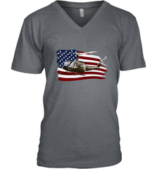 UH 1 UH1 Huey Helicopter T shirt American Flag usa Men's V-Neck Men's V-Neck - HHHstores
