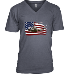 UH 1 UH1 Huey Helicopter T shirt American Flag usa Men's V-Neck Men's V-Neck - HHHstores