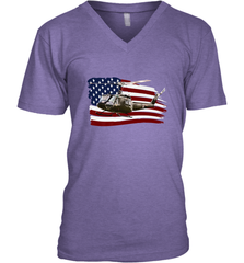 UH 1 UH1 Huey Helicopter T shirt American Flag usa Men's V-Neck Men's V-Neck - HHHstores