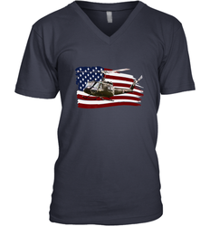 UH 1 UH1 Huey Helicopter T shirt American Flag usa Men's V-Neck