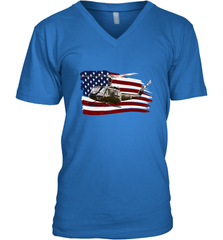 UH 1 UH1 Huey Helicopter T shirt American Flag usa Men's V-Neck Men's V-Neck - HHHstores