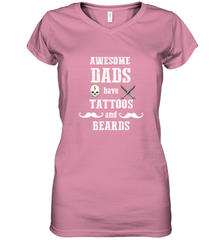 Awesome dads have tattoo and beards Happy Father's day Women's V-Neck T-Shirt Women's V-Neck T-Shirt - HHHstores