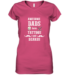 Awesome dads have tattoo and beards Happy Father's day Women's V-Neck T-Shirt Women's V-Neck T-Shirt - HHHstores