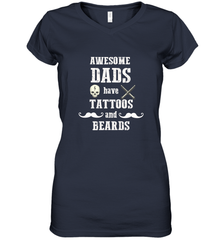Awesome dads have tattoo and beards Happy Father's day Women's V-Neck T-Shirt Women's V-Neck T-Shirt - HHHstores
