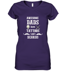 Awesome dads have tattoo and beards Happy Father's day Women's V-Neck T-Shirt Women's V-Neck T-Shirt - HHHstores