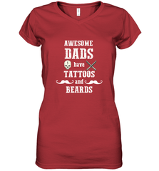 Awesome dads have tattoo and beards Happy Father's day Women's V-Neck T-Shirt Women's V-Neck T-Shirt - HHHstores