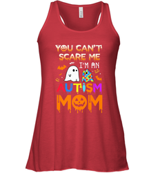 You Can't Scare Me I'm An Autism Mom Ghost Awareness Funny Women's Racerback Tank