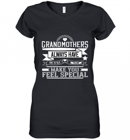 Grandmothers always have time to talk and make you feel special 01 Women's V-Neck T-Shirt Women's V-Neck T-Shirt / Black / S Women's V-Neck T-Shirt - HHHstores