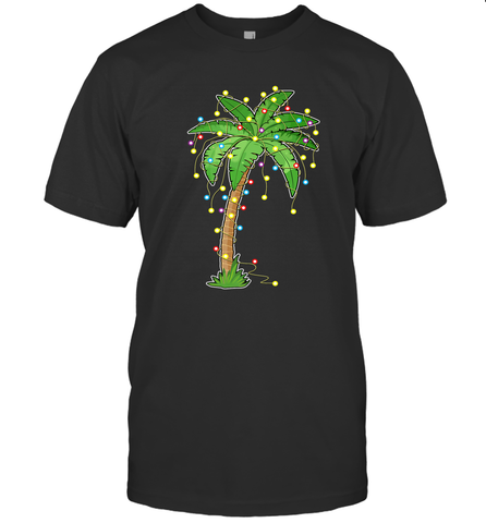 Christmas Lights Palm Tree Beach Funny Tropical Xmas Gift Men's T-Shirt Men's T-Shirt / Black / S Men's T-Shirt - HHHstores