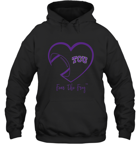 TCU Horned Frogs Football Inside Heart  Team Hooded Sweatshirt Hooded Sweatshirt / Black / S Hooded Sweatshirt - HHHstores