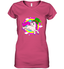 Irish Leprechaun Unicorn Cute St Patricks Day Ireland Women's V-Neck T-Shirt Women's V-Neck T-Shirt - HHHstores