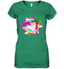 Irish Leprechaun Unicorn Cute St Patricks Day Ireland Women's V-Neck T-Shirt Women's V-Neck T-Shirt - HHHstores