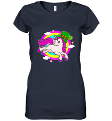 Irish Leprechaun Unicorn Cute St Patricks Day Ireland Women's V-Neck T-Shirt