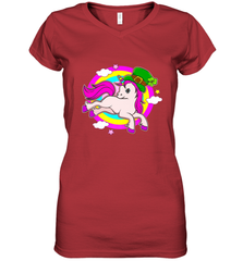 Irish Leprechaun Unicorn Cute St Patricks Day Ireland Women's V-Neck T-Shirt Women's V-Neck T-Shirt - HHHstores