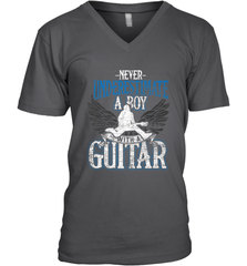 Guitarist Men Boys  Never Underestimate A Boy With A Guitar Men's V-Neck Men's V-Neck - HHHstores