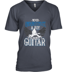 Guitarist Men Boys  Never Underestimate A Boy With A Guitar Men's V-Neck Men's V-Neck - HHHstores