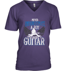 Guitarist Men Boys  Never Underestimate A Boy With A Guitar Men's V-Neck Men's V-Neck - HHHstores