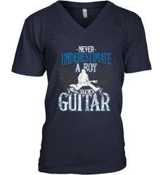 Guitarist Men Boys  Never Underestimate A Boy With A Guitar Men's V-Neck