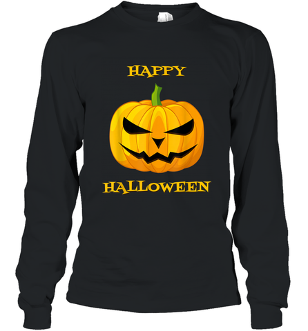 Happy Halloween Scary Pumpkin Tee Long Sleeve T-Shirt Long Sleeve T-Shirt / Black / S Long Sleeve T-Shirt - HHHstores