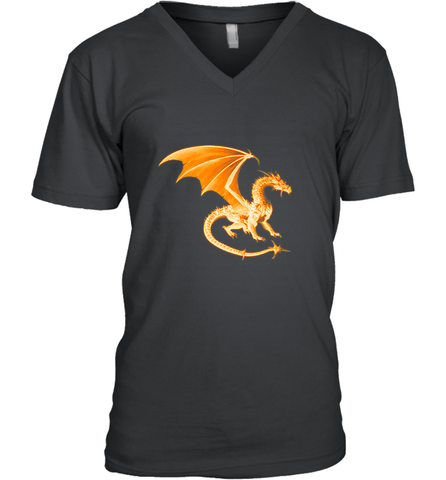 Beautiful Mystical Dragon Orange Fire Silhouette Premium T Shirt77 Men's V-Neck Men's V-Neck / Black / S Men's V-Neck - HHHstores