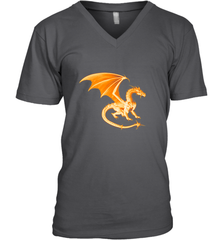 Beautiful Mystical Dragon Orange Fire Silhouette Premium T Shirt77 Men's V-Neck Men's V-Neck - HHHstores