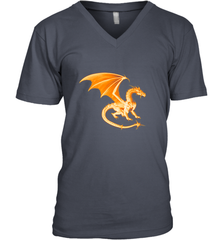 Beautiful Mystical Dragon Orange Fire Silhouette Premium T Shirt77 Men's V-Neck Men's V-Neck - HHHstores