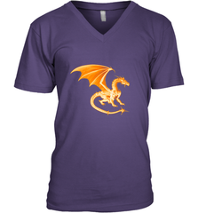 Beautiful Mystical Dragon Orange Fire Silhouette Premium T Shirt77 Men's V-Neck Men's V-Neck - HHHstores