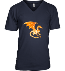 Beautiful Mystical Dragon Orange Fire Silhouette Premium T Shirt77 Men's V-Neck Men's V-Neck - HHHstores
